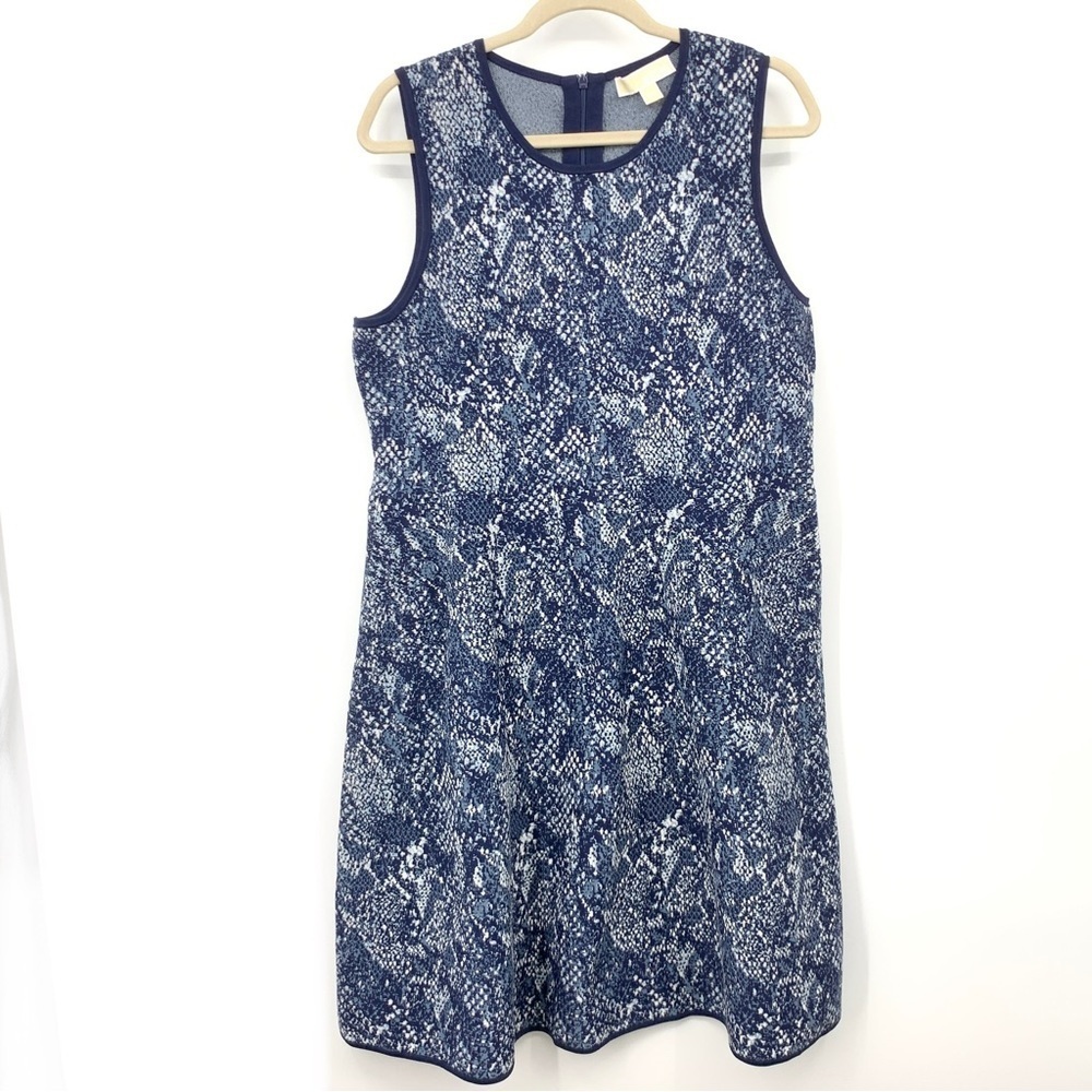 Michael Michael Kors Women XXL Dress Tank Sweater Knit Fit Flare‎ Blue Snakeskin